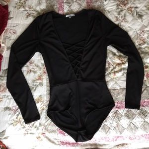 Criss Cross Black bodysuit